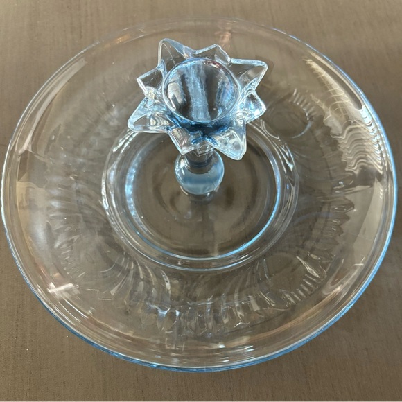 1930s Handmade Elegant Glass Paden City Maya Light Ice Blue Center Handle - Picture 3 of 6